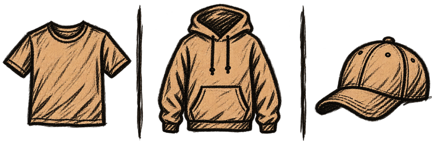 Brother Randy merch — tee, hoodie, and cap