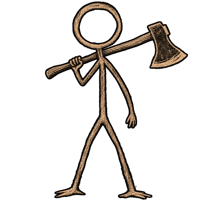 Stick figure with an axe