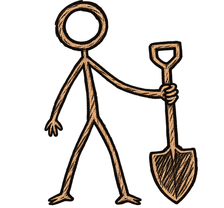 Stick figure with a shovel